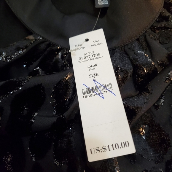 WHBM Leopard Velvet Halter Top Black Size Small 4 - Picture 3 of 10